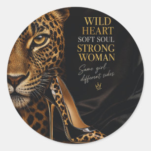 Jaguar & High Heel Luxus Frau Design Runder Aufkleber