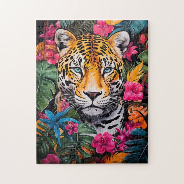 Jaguar in Jungle Bloom (Vertikal)