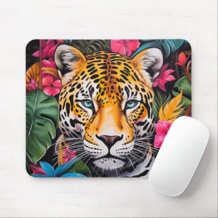 Jaguar in Jungle Bloom Mousepad