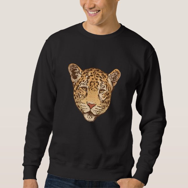Jaguar Leopard Big Cat Head Graphic Print Hunter Sweatshirt (Vorderseite)