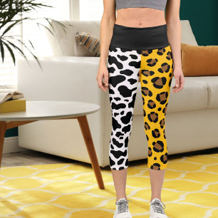 Jaguar Leopard Big Cat Muster Spots Print Animal Capri Leggings