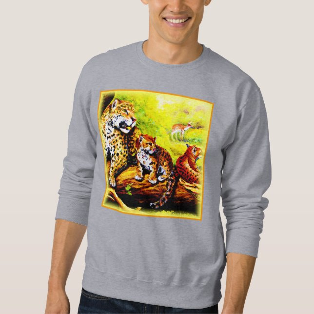 Jaguar Mama und Cubs Relaxen im Dschungel. Jetzt k Sweatshirt (Vorderseite)