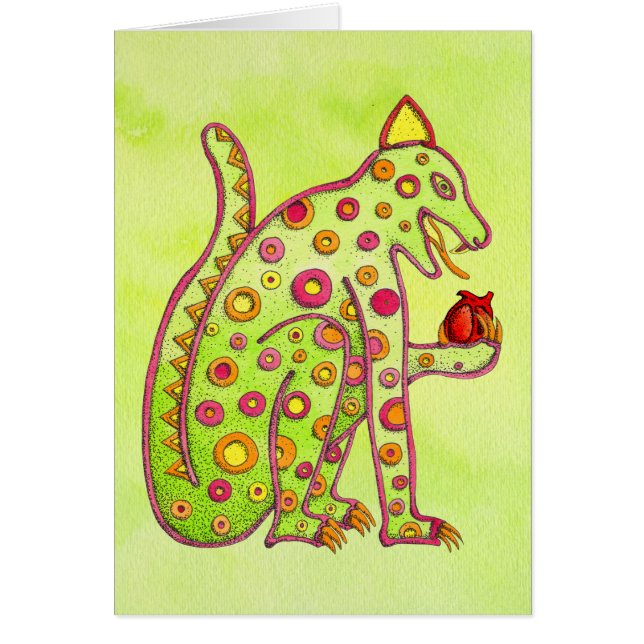 Jaguar mangeant le coeur (carte de travail verte (Devant)