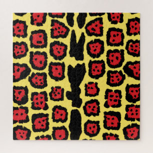Jaguar-Muster in Blutorange auf Zitronencreme