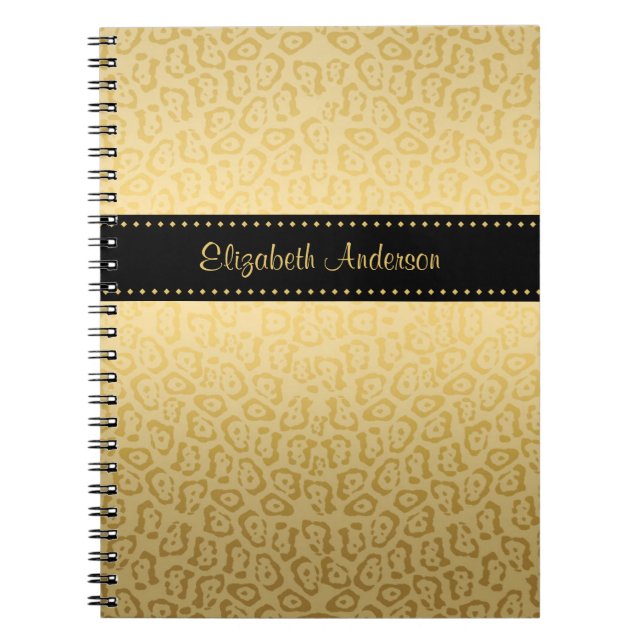 Jaguar Muster Luxus Schwarz und Gold Animal Print Notizblock (Vorderseite)