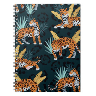 Jaguar Palms Nahtloses Vintages Muster Notizblock