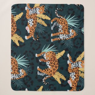 Jaguar Palms Nahtloses Vintages Muster Sherpadecke