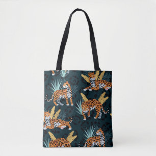 Jaguar Palms Nahtloses Vintages Muster Tasche