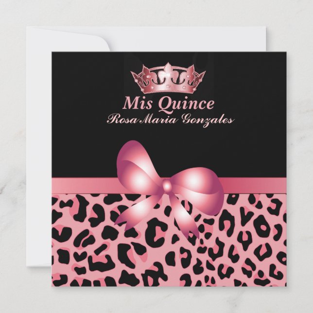 Jaguar Print & Crown Quinceñera Einladung (Vorderseite)
