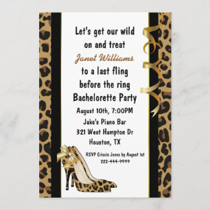 Jaguar Print High Heels Junggeselinnen-Abschied Einladung