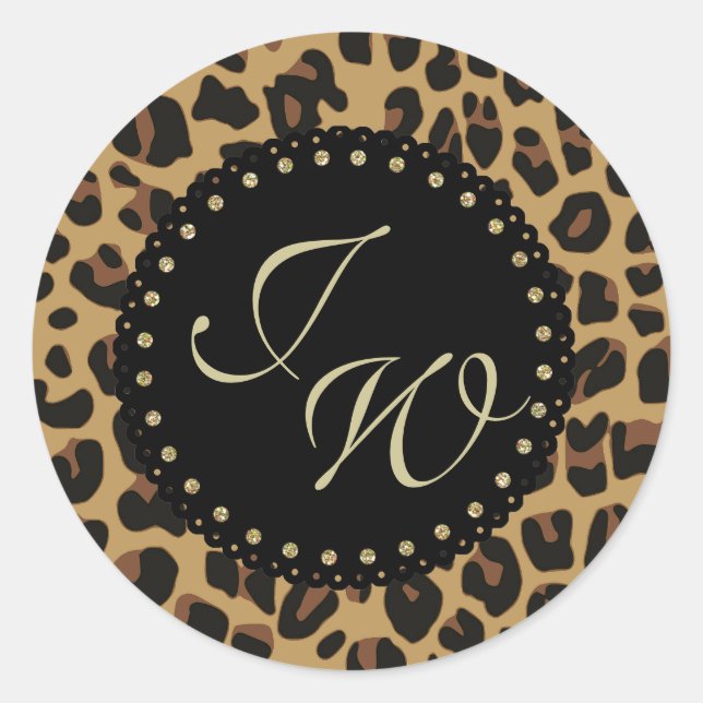 Jaguar Print Monogram Umschlag Aufkleber (Vorderseite)
