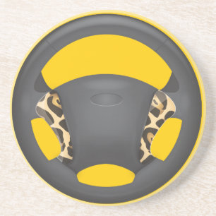 Jaguar Print Steering Wheel Sandstein Untersetzer