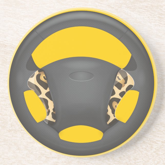 Jaguar Print Steering Wheel Sandstein Untersetzer (Vorne)