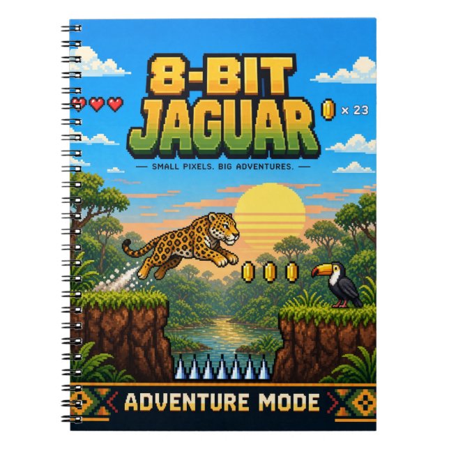 Jaguar, Retro-8-Bit-Pixel-Art Notizblock (Vorderseite)