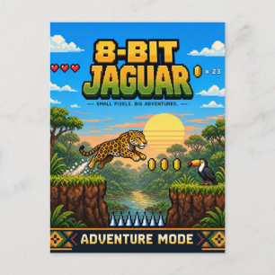 Jaguar, Retro-8-Bit-Pixel-Art Postkarte