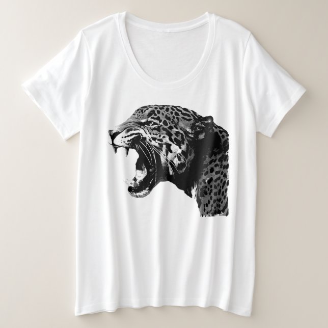 Jaguar Roaring Große Größe T-Shirt (Design vorne)