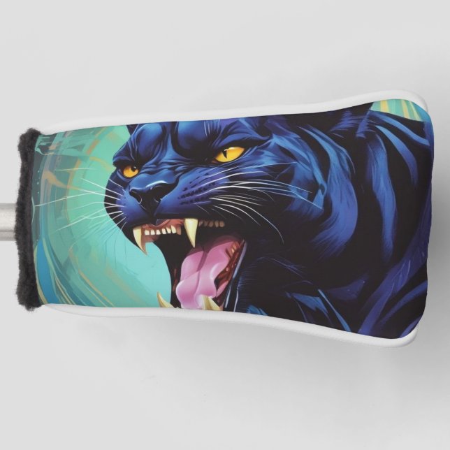 Jaguar - Schwarzer Panther Golf Headcover (Vorderseite)