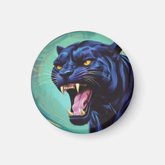 Jaguar - Schwarzer Panther Magnet (Vorne)