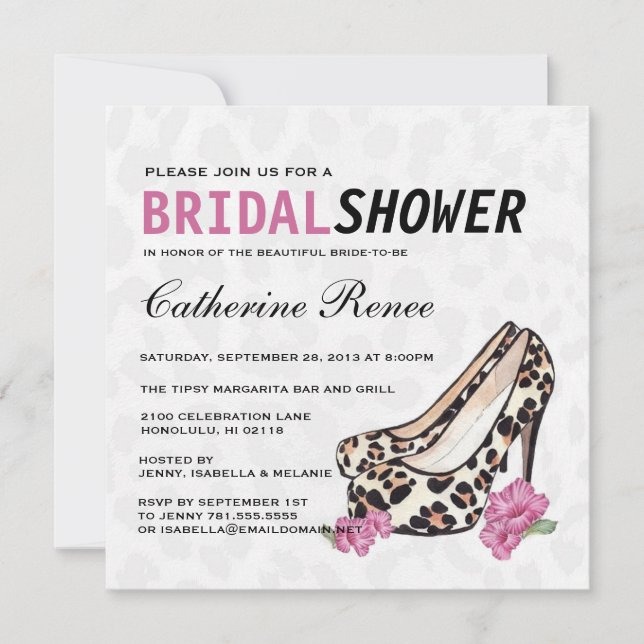 Jaguar Stiletto Hibiscus Dame Brautparty Einladung (Vorderseite)