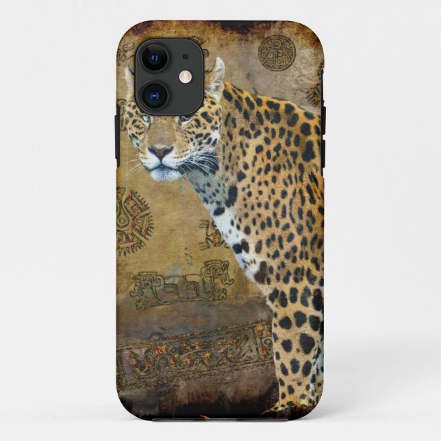Jaguar tacheté et Temple maya iPhone 5 Coque (Dos)
