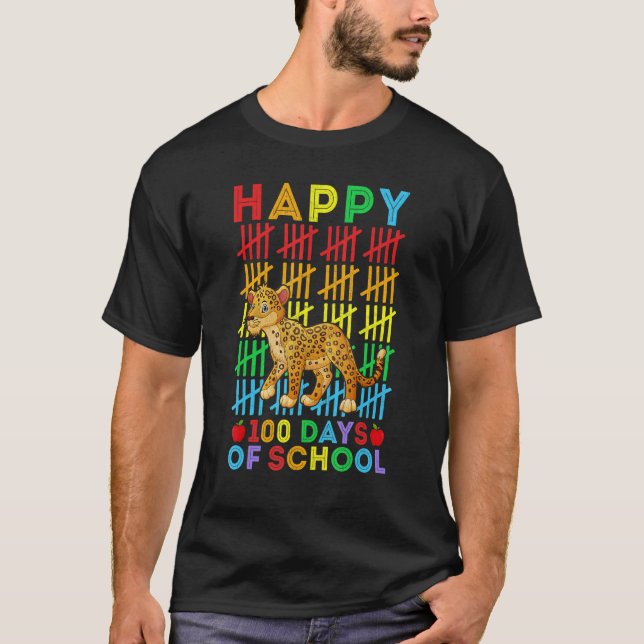 Jaguar  Teacher Student Happy 100 Days of School T-Shirt (Vorderseite)