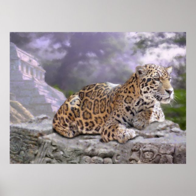 Jaguar und Mayan Temple Poster (Vorne)