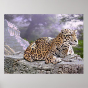 Jaguar und Mayatempel Poster