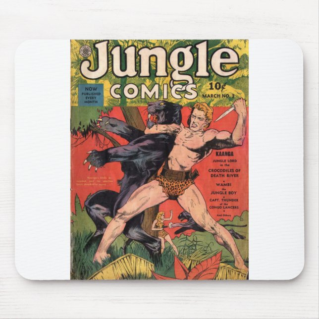 Jaguar - Vintage Dschungel-Comicen - Retro-Dschung Mousepad (Vorne)