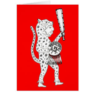 Jaguar Warrior Card (weiß auf rot)