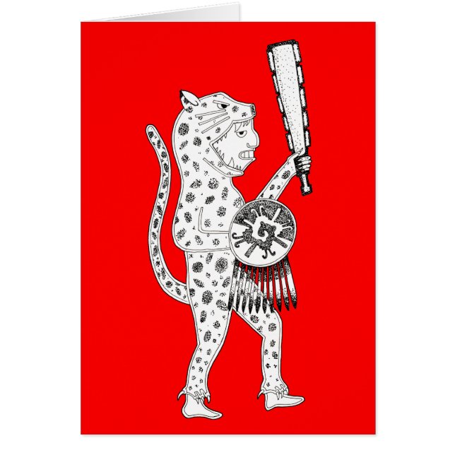 Jaguar Warrior Card (weiß auf rot) (Vorne)