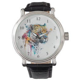 Jaguar Watercolor Armbanduhr