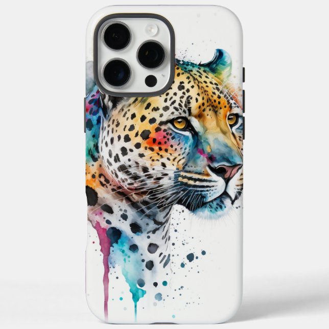 Jaguar Watercolor iPhone 16 Pro Max Hülle (Rückseite)