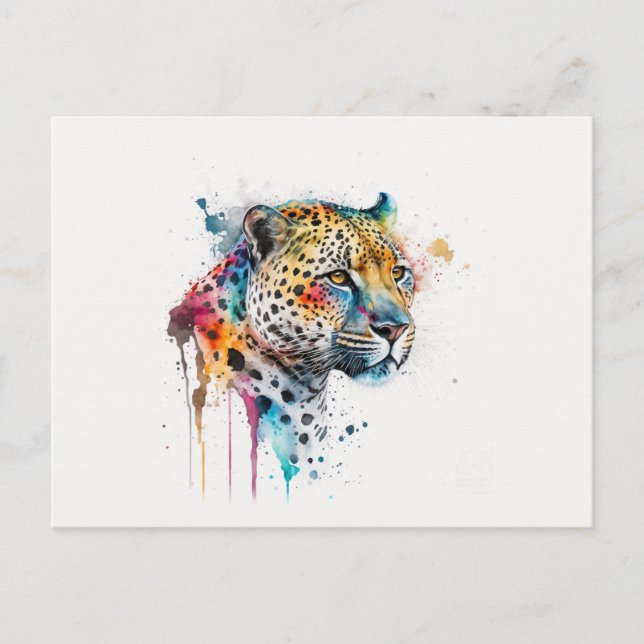 Jaguar Watercolor Postkarte (Vorderseite)