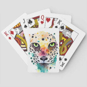 Jaguar Wild Animal Nature Wasserfarben Malerei Spielkarten