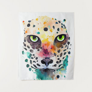 Jaguar Wild Animal Nature Wasserfarben Malerei Wandteppich