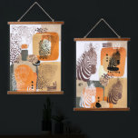 Jaguar Zebra Earth Tones Moderner Abstrakter Pop K Wandteppich Mit Holzrahmen<br><div class="desc">Moderne abstrakte Wand mit afrikanischem Zebra und südamerikanischen Jaguartieren und Bio Formen im Pop Art Portrait Stil. Cooles Mischmediendesign in Erdtönen aus goldfarbenem Sand,  beige verbrannt orange und grün.</div>