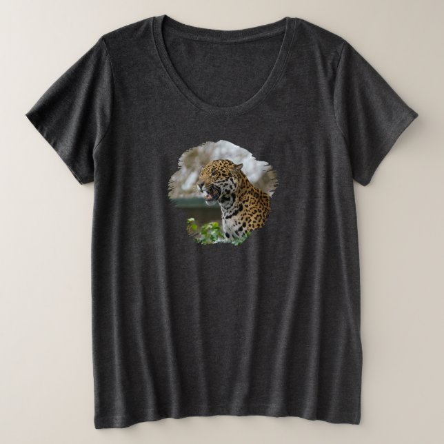 Jaguar zeigt seine Zähne Große Größe T-Shirt (Design vorne)