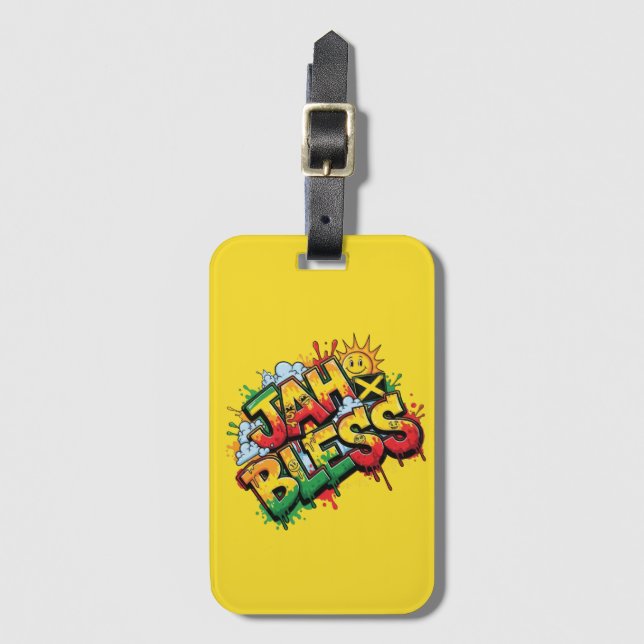 Jah Bless Reggae Gepäckanhänger (Vorderseite Vertikal)