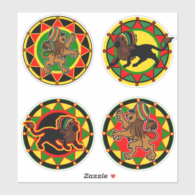 Jah King Rasta Lion Collection 3 Art Stickers Aufkleber (Blatt)