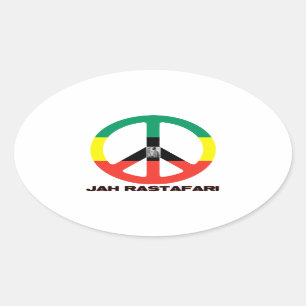 Jah Rastafari Friedenszeichen Selassie I Ovaler Aufkleber