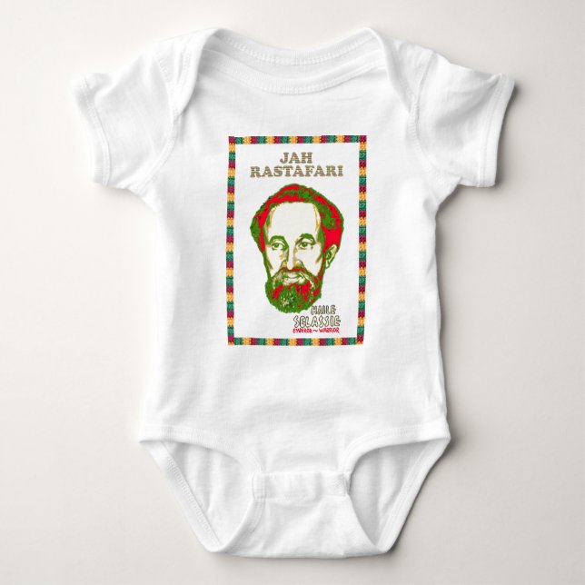 Jah Rastafari Haile Selassie Kriegers-Kaiser Baby Strampler (Vorderseite)