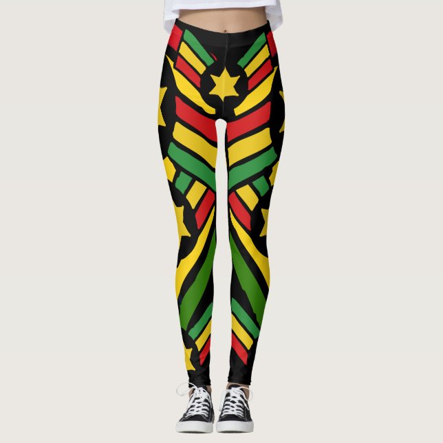 Jah Rastafari Irie Jamaican Rasta Leggings (Vorderseite)