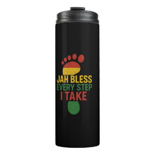 Jah segne jeden Schritt, den ich gehe Rasta-Farben Thermosbecher