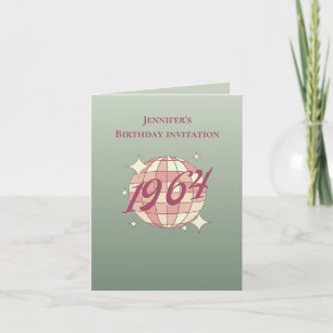 Jahr 1964 60. Geburtstag Retro aquamarine Einladun Einladung