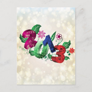 Jahr 2013 3D mit Blumeneinfügungen Postkarte