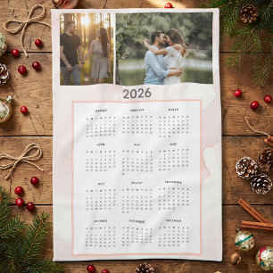 Jahr 2026 Benutzerdefinierter Foto-Kalender Küchen Geschirrtuch