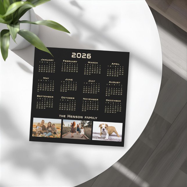 Jahr 2026 Kalender 3 - Fotocollage der Familie Magnetkarte (Von Creator hochgeladen)
