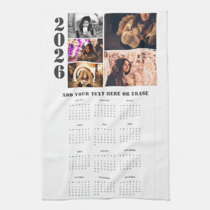 Jahr 2026 Kalender 5 Foto Collage Küche Handtuch