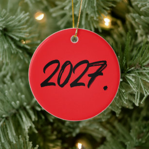 Jahr 2027 Pinsel Tinte Schrift Typografie Keramik Ornament