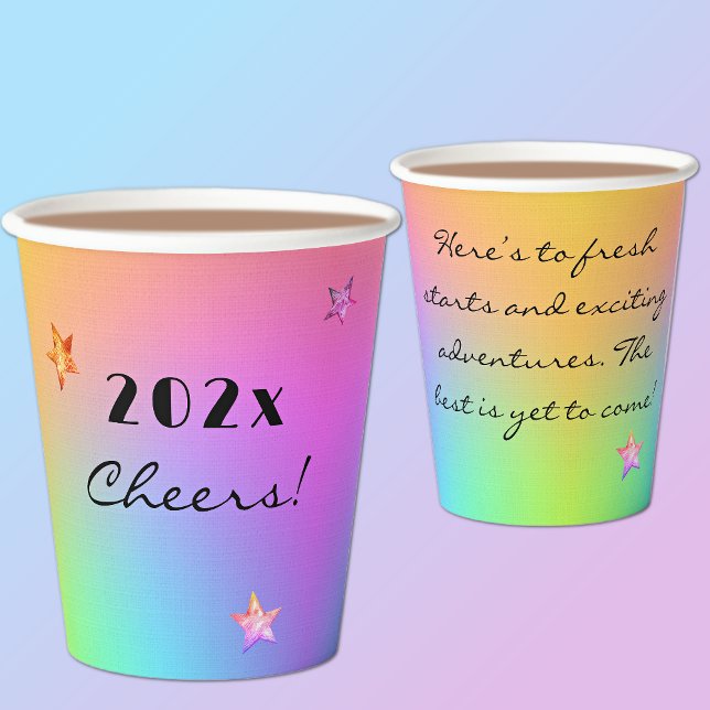 Jahr-Cheers-Meldung, Regenbogen 8 oder 12 oz Pappbecher (Von Creator hochgeladen)